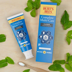 Recyclable packaging symbol on Burt's Bees toothpaste box