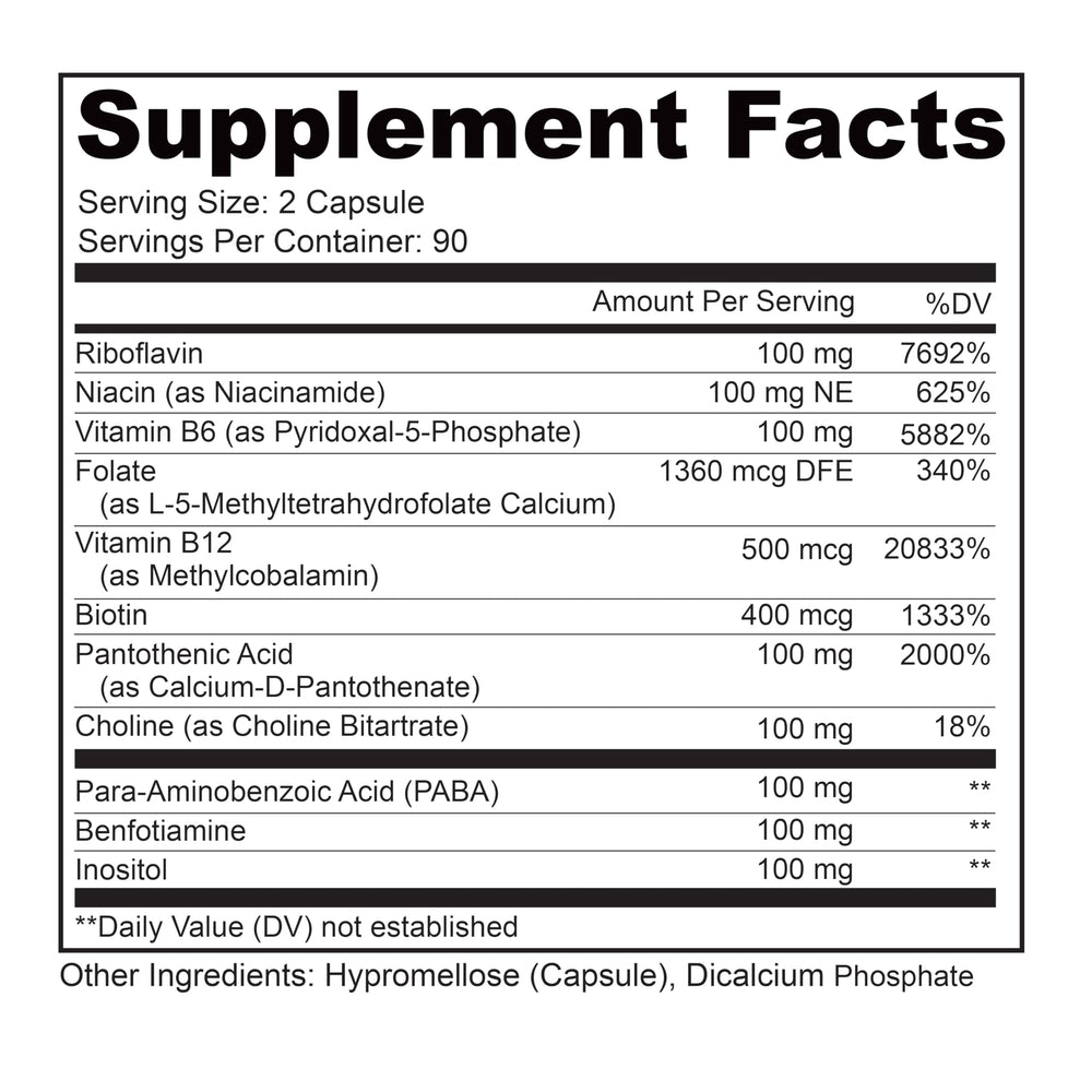 Busy Bee ingredients panel with B vitamins and choline