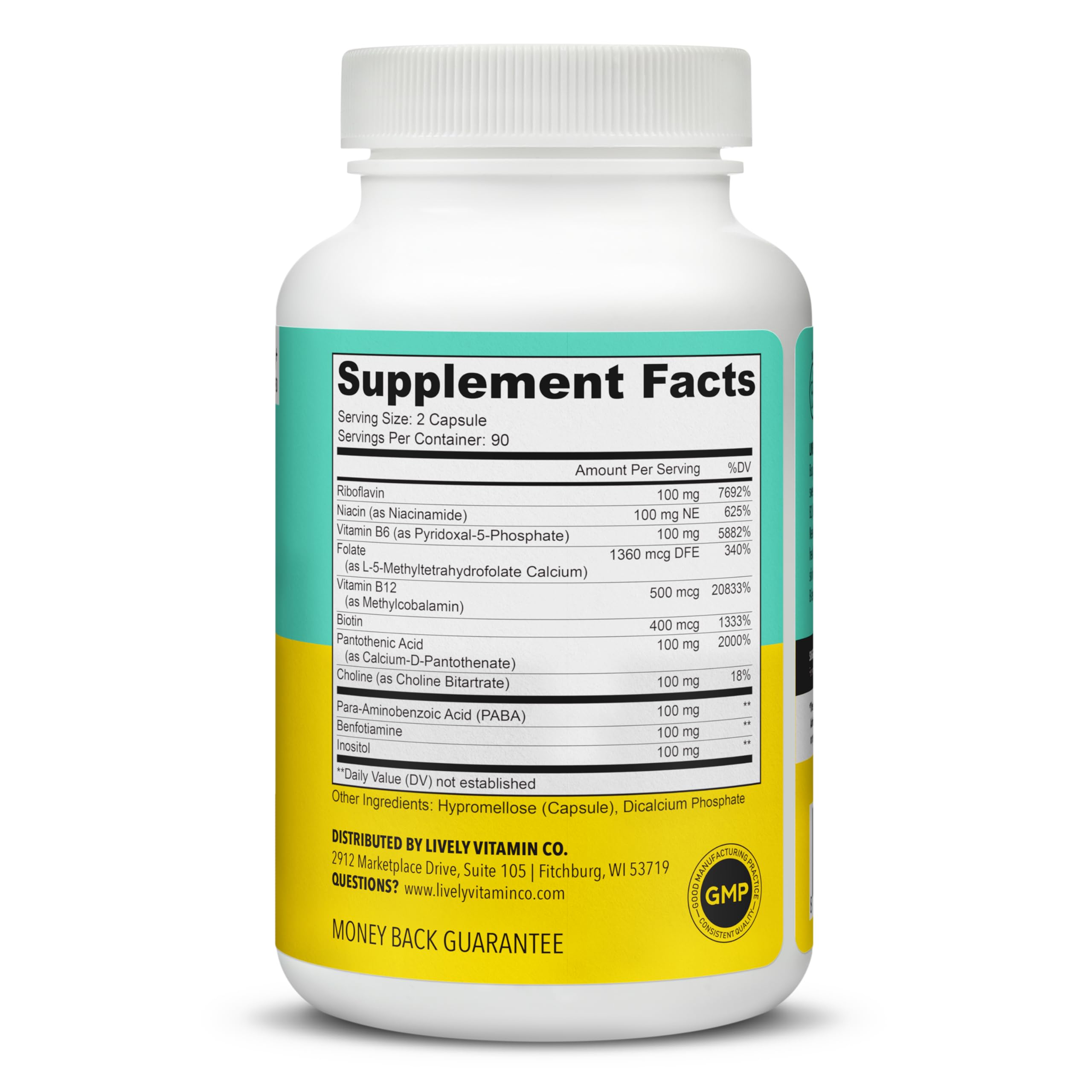 Busy Bee vitamin label showing B vitamins and choline
