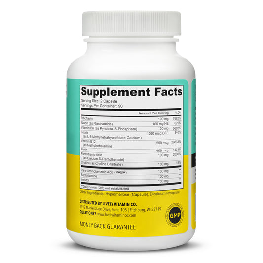 Busy Bee vitamin label showing B vitamins and choline