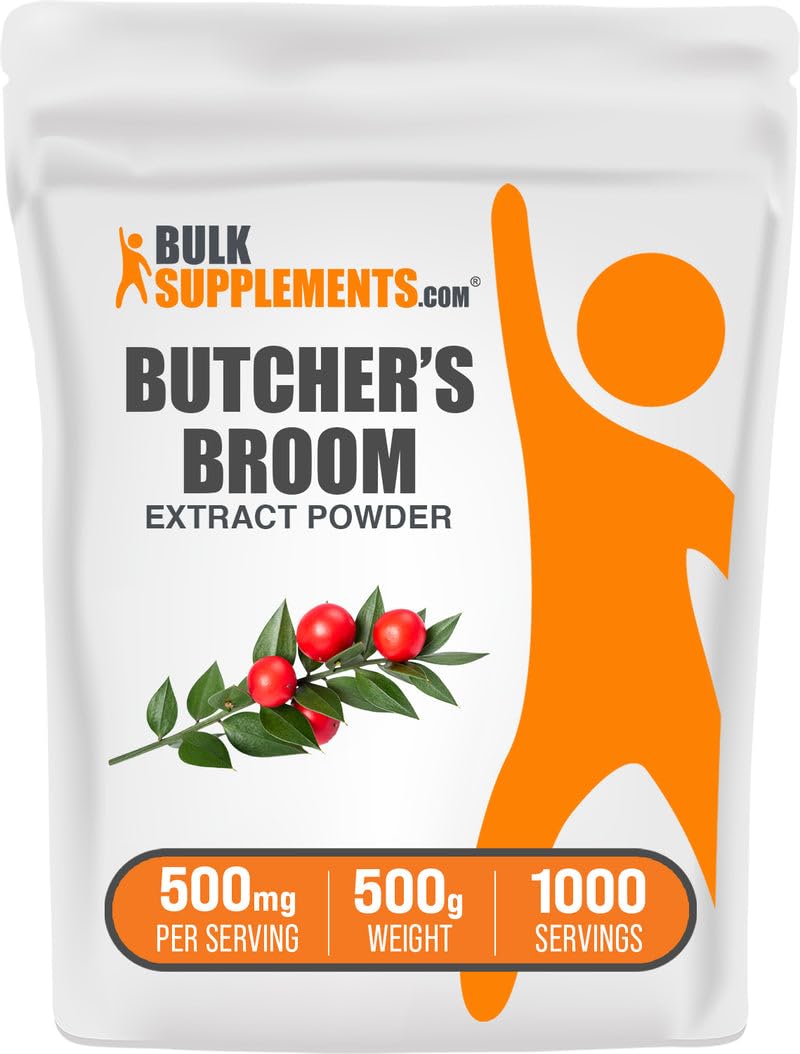 Bottle of BulkSupplements Butcher's Broom Extract Powder