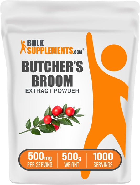 Bottle of BulkSupplements Butcher's Broom Extract Powder