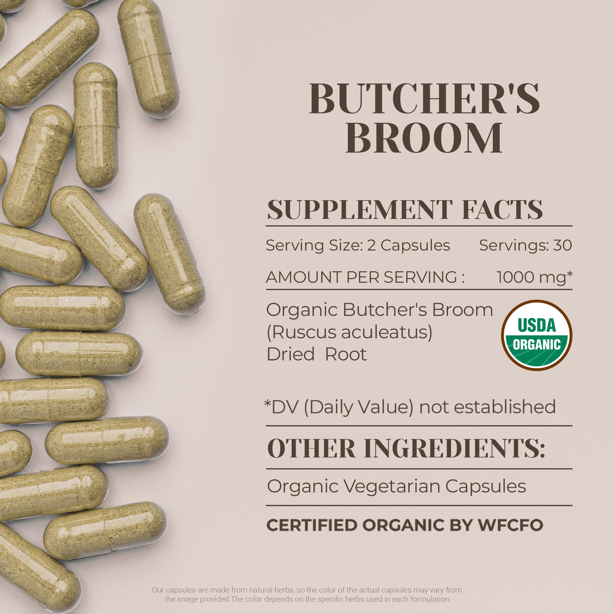 Butcher's Broom organic product showing USDA Organic seal