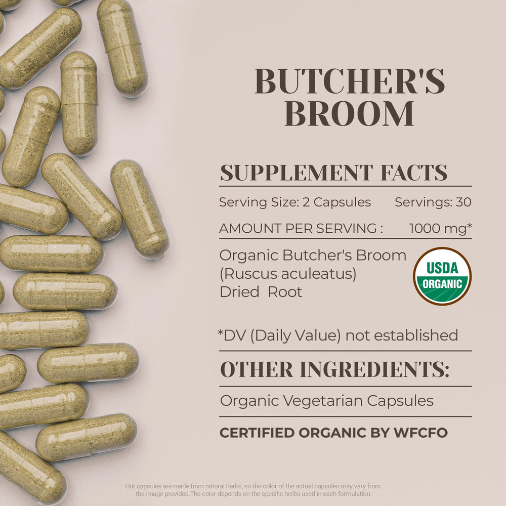 Butcher's Broom organic product showing USDA Organic seal