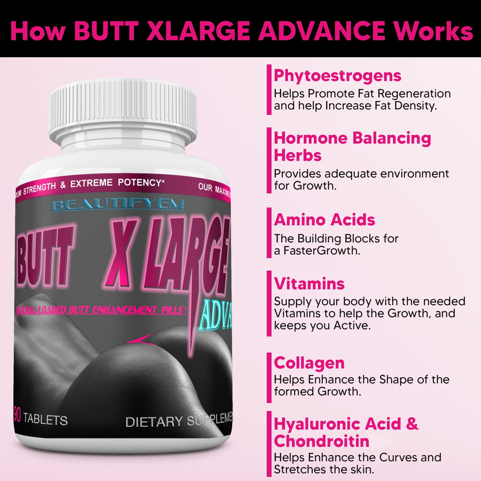 Close-up of Butt XLarge Advance capsules