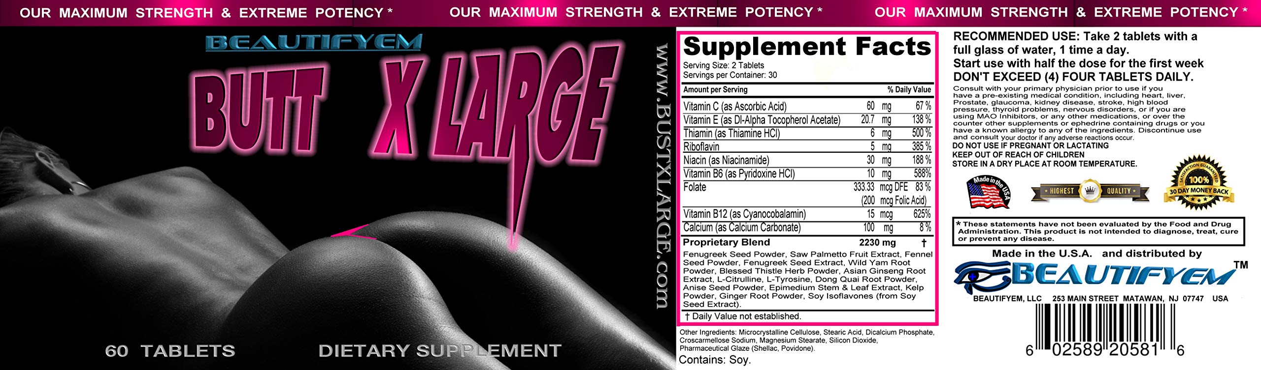 Butt XLarge manufactured in a USA facility