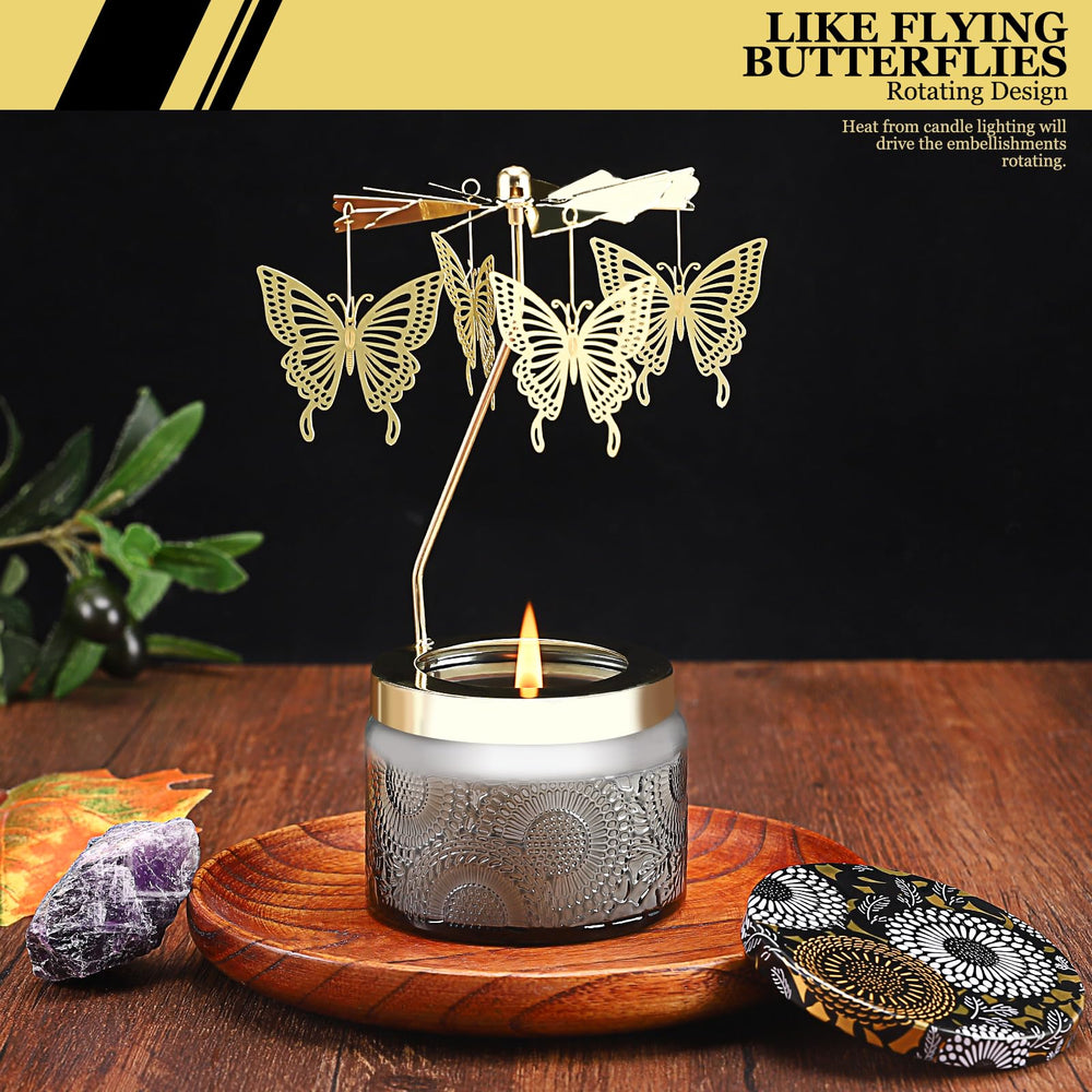 Front view of rotating candle flame creating patterns