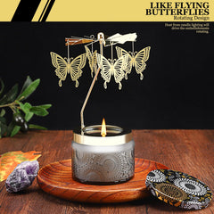 Front view of rotating candle flame creating patterns