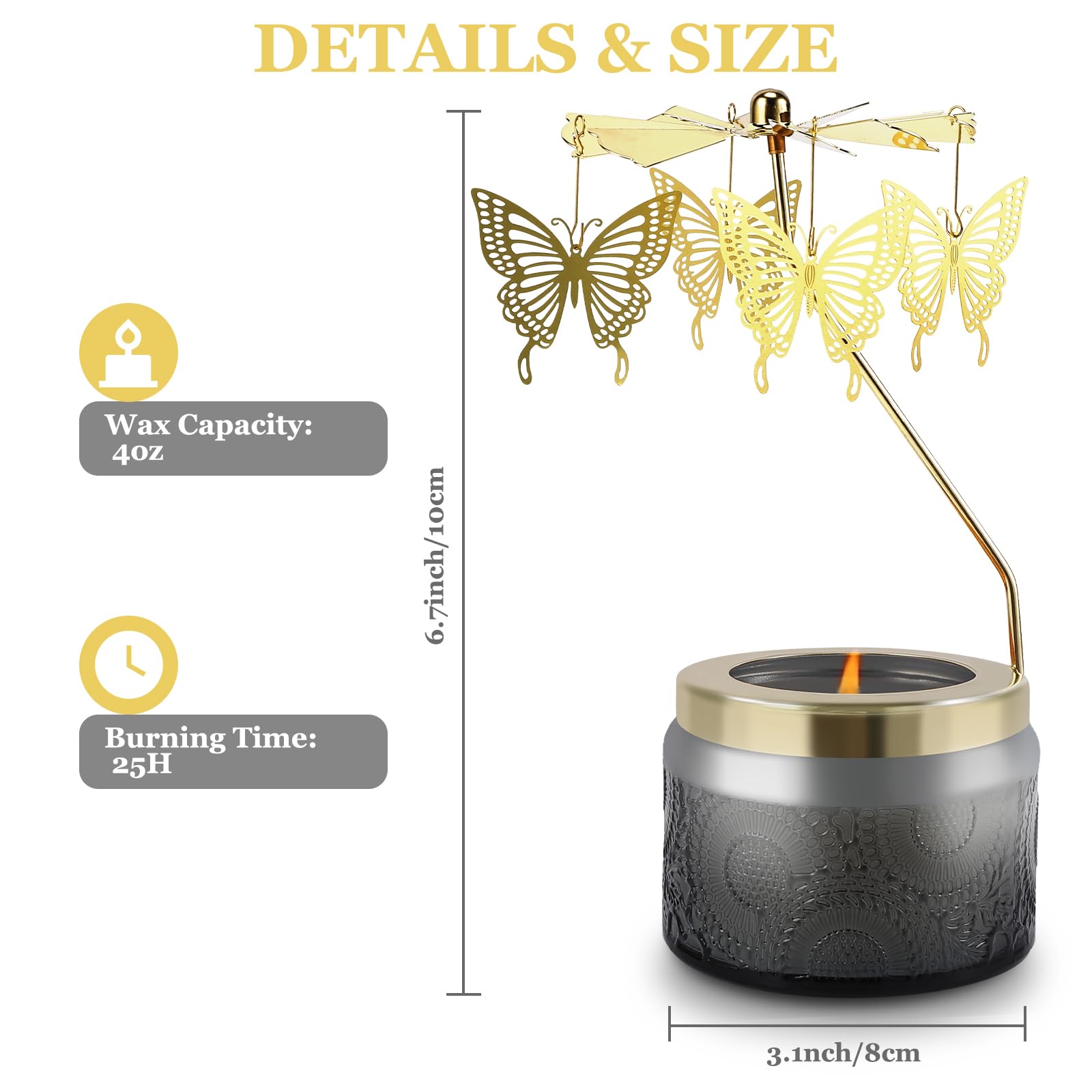 4 oz natural soy wax candle with cotton wick, up to 25 hours burn