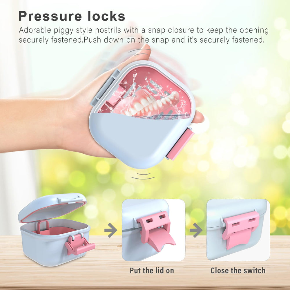 Denture case holes design for soaking and draining