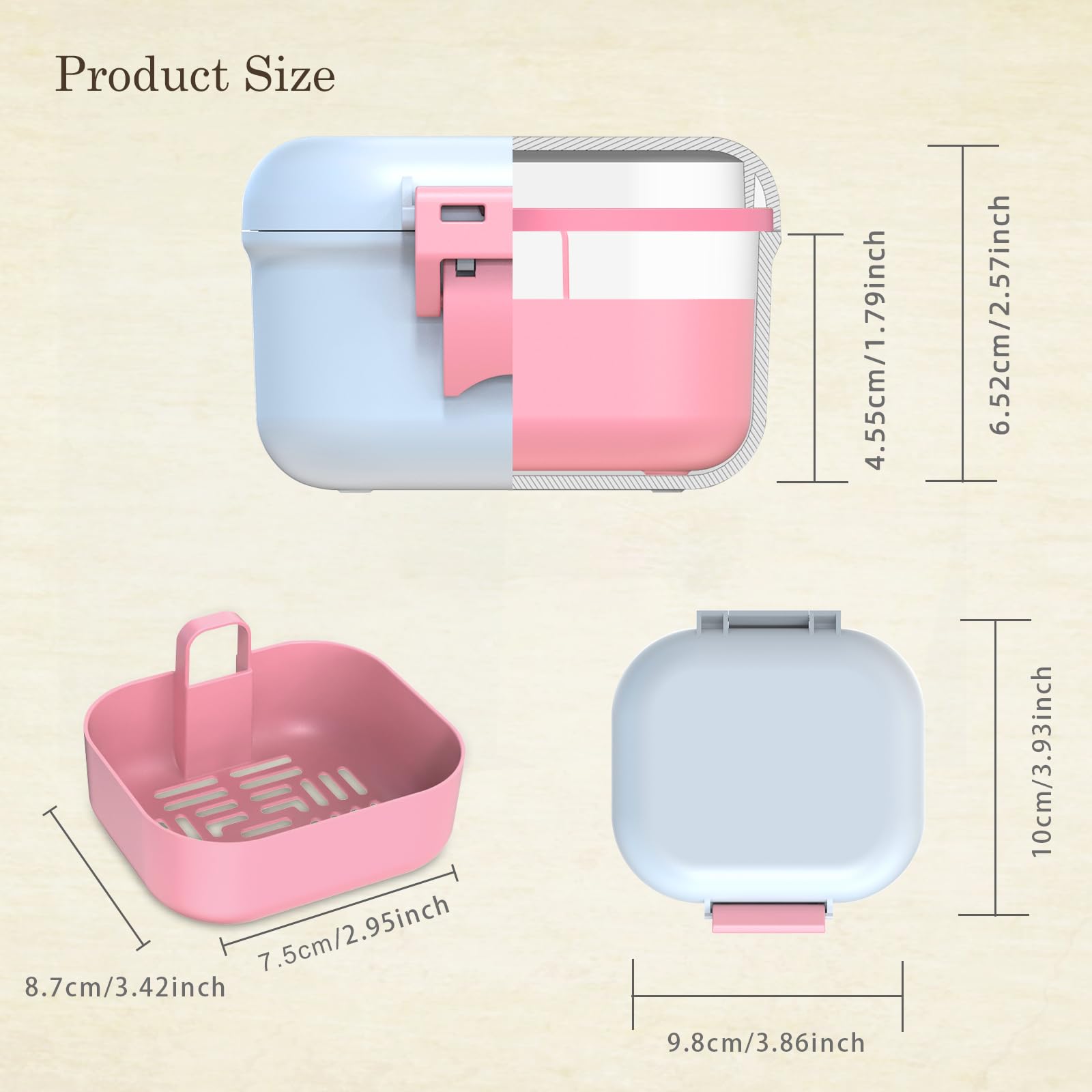 Pink and white BVN denture cup open with interior view