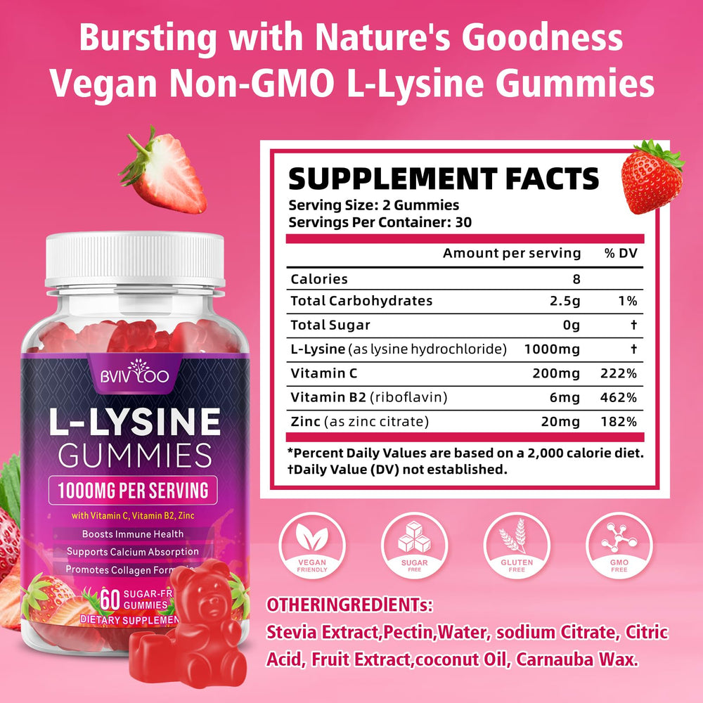 Vegan, gluten-free lysine gummy ingredients and allergen-free formula