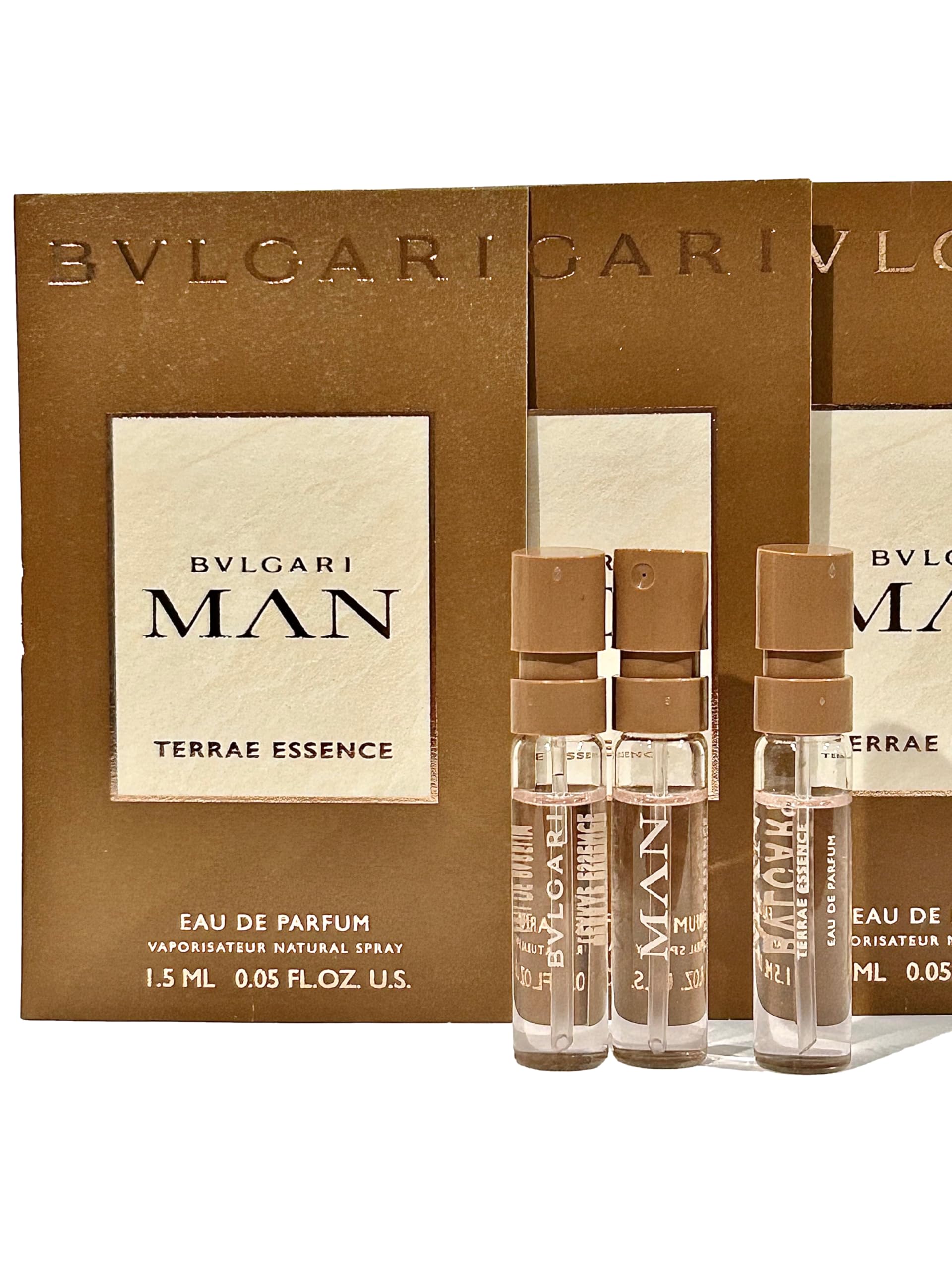 BVLGARI Man Terrae Essence vial cap close-up for precise testing on the go