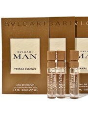 BVLGARI Man Terrae Essence vial cap close-up for precise testing on the go