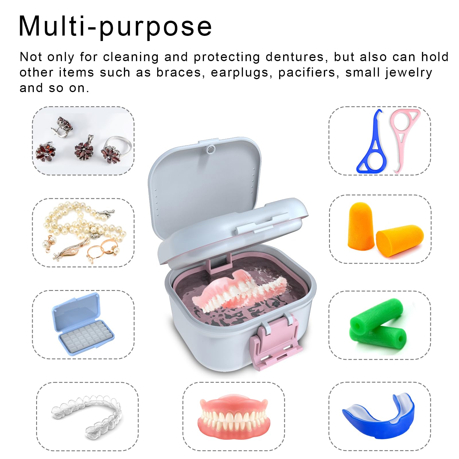 Denture bath box with filter and ventilation