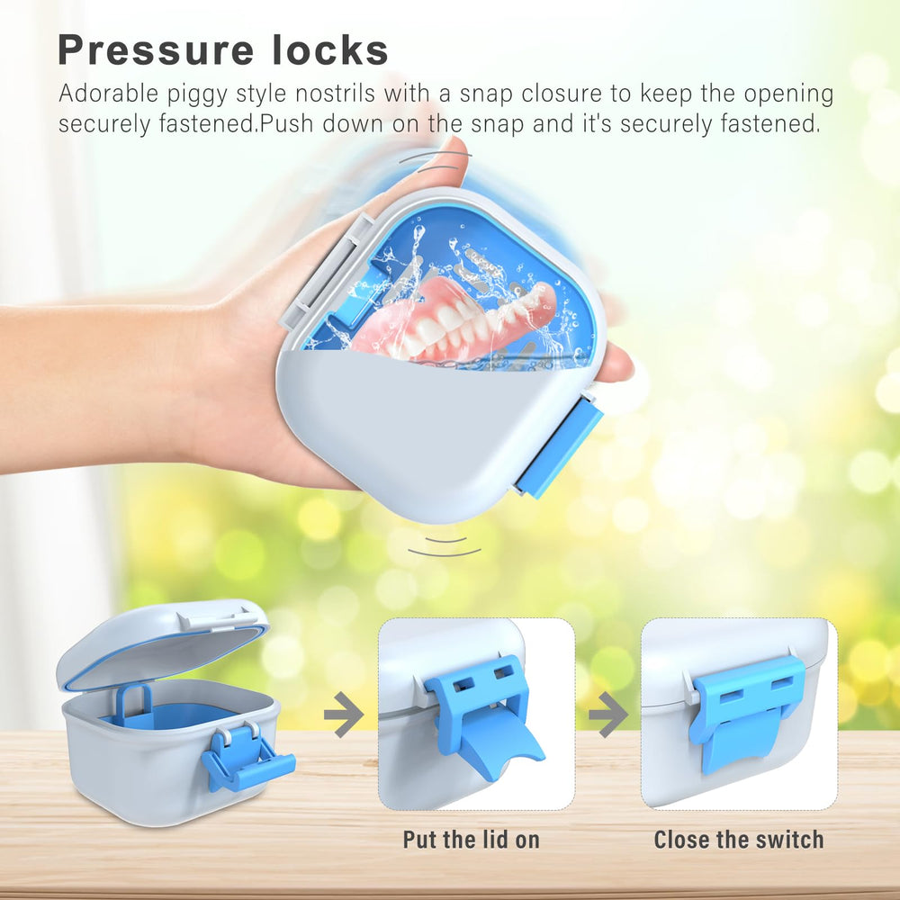 Leak-hole design on denture case for soaking and drainage