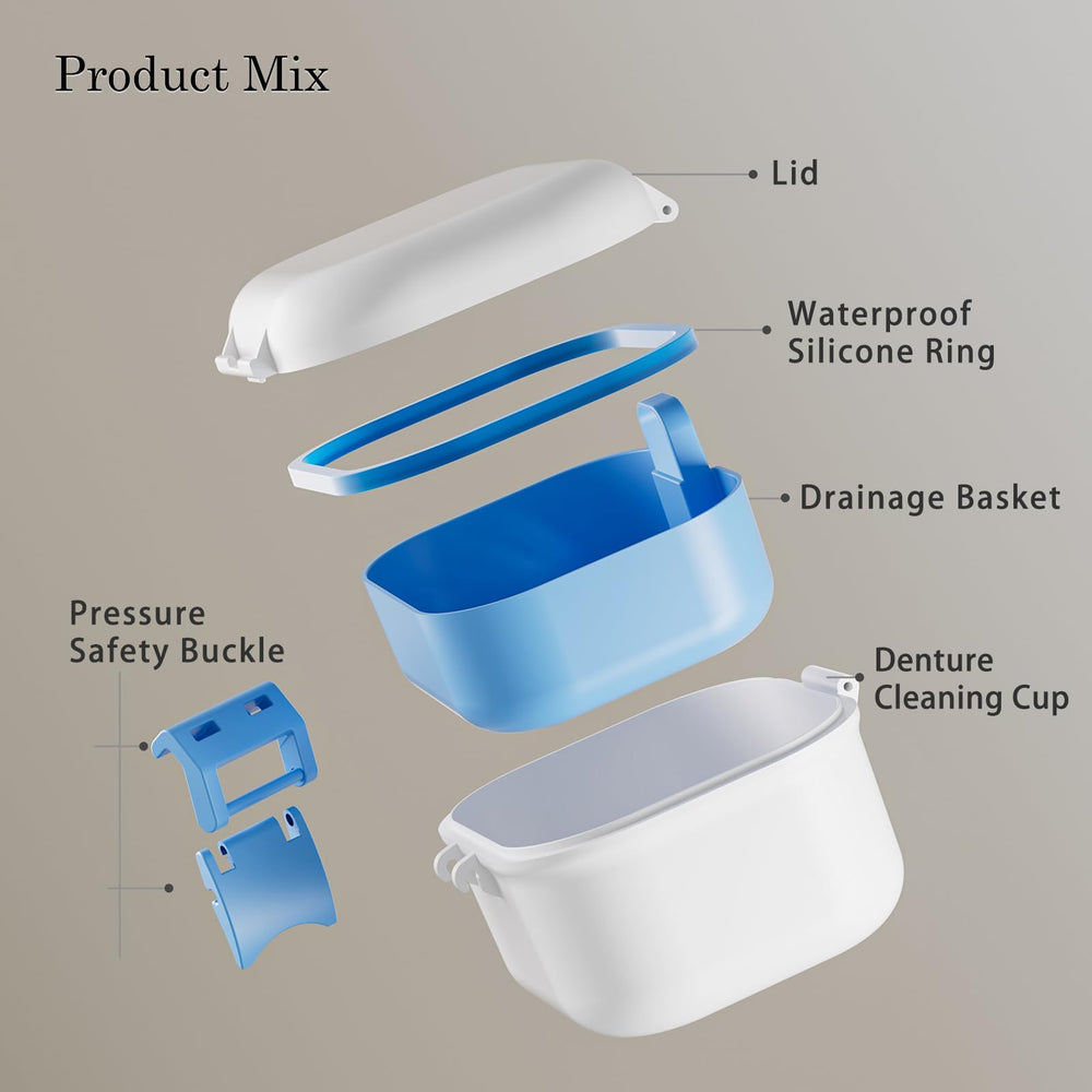 Compact portable denture case suitable for travel