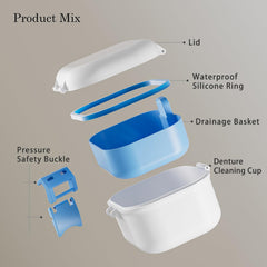Compact portable denture case suitable for travel