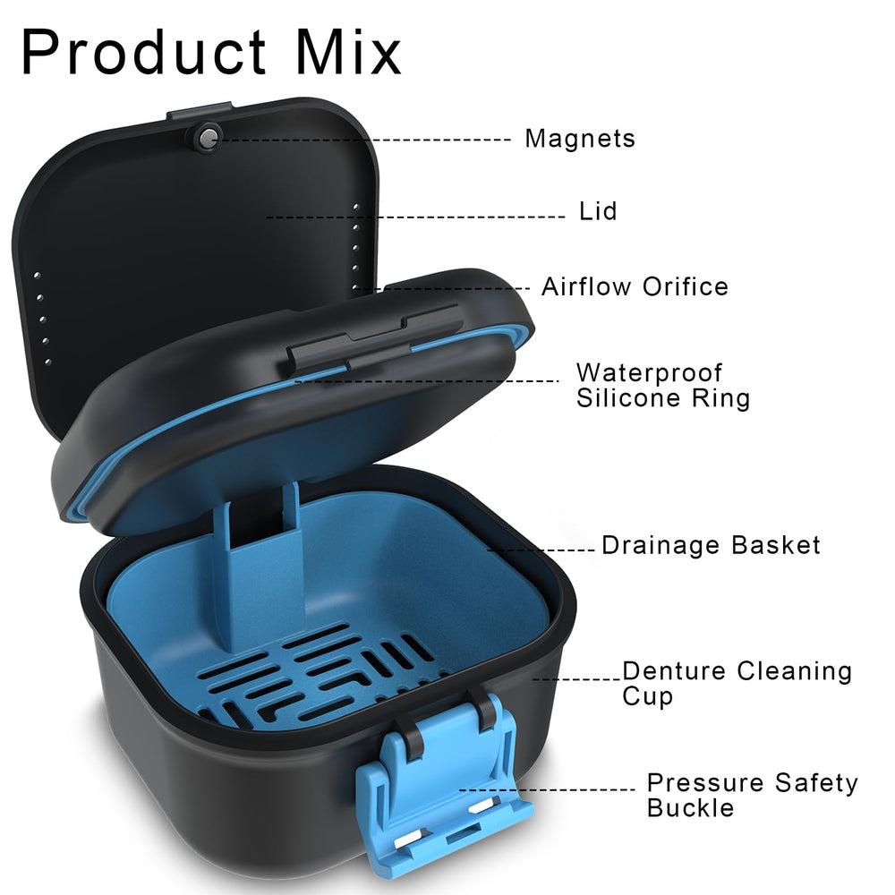 Compact travel denture cup design for on-the-go soaking
