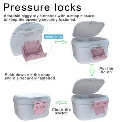 Denture cup shown soaking dentures inside the case