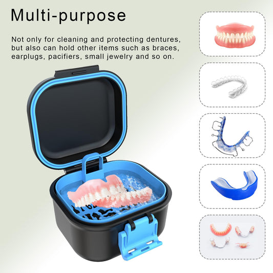 Closed BVN leak-proof denture case with secure latch