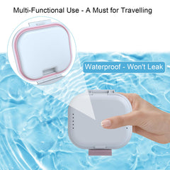 White and pink BVN travel retainer cleaning case