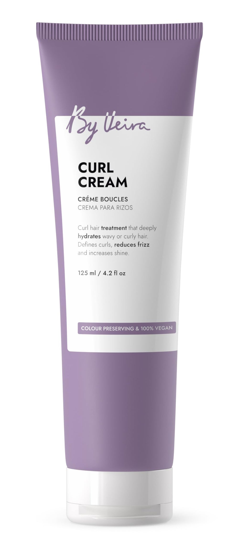 By Veira Curl Cream bottle demonstrates a nourishing formula for defined curls.