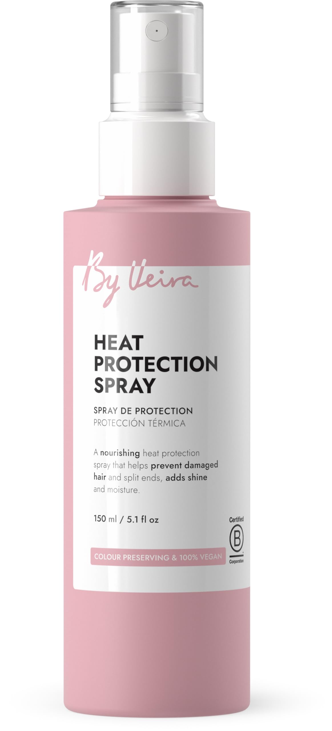 By Veira heat protection spray bottle offering shine and split end protection.