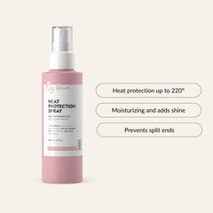 By Veira heat protection spray applied to hair for color preservation benefits.