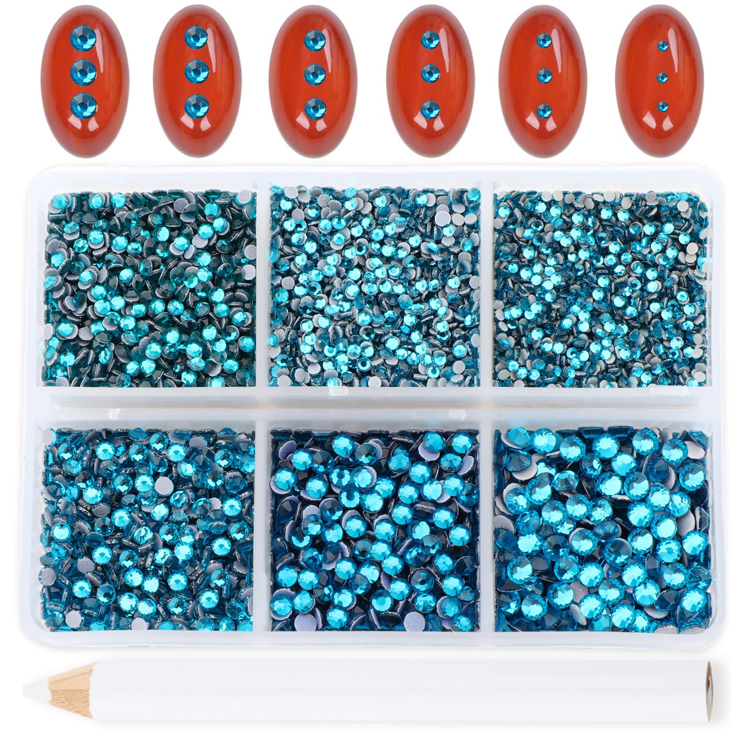 Bymitel blue zircon hotfix rhinestones close-up for precise application and dazzling craft shine.