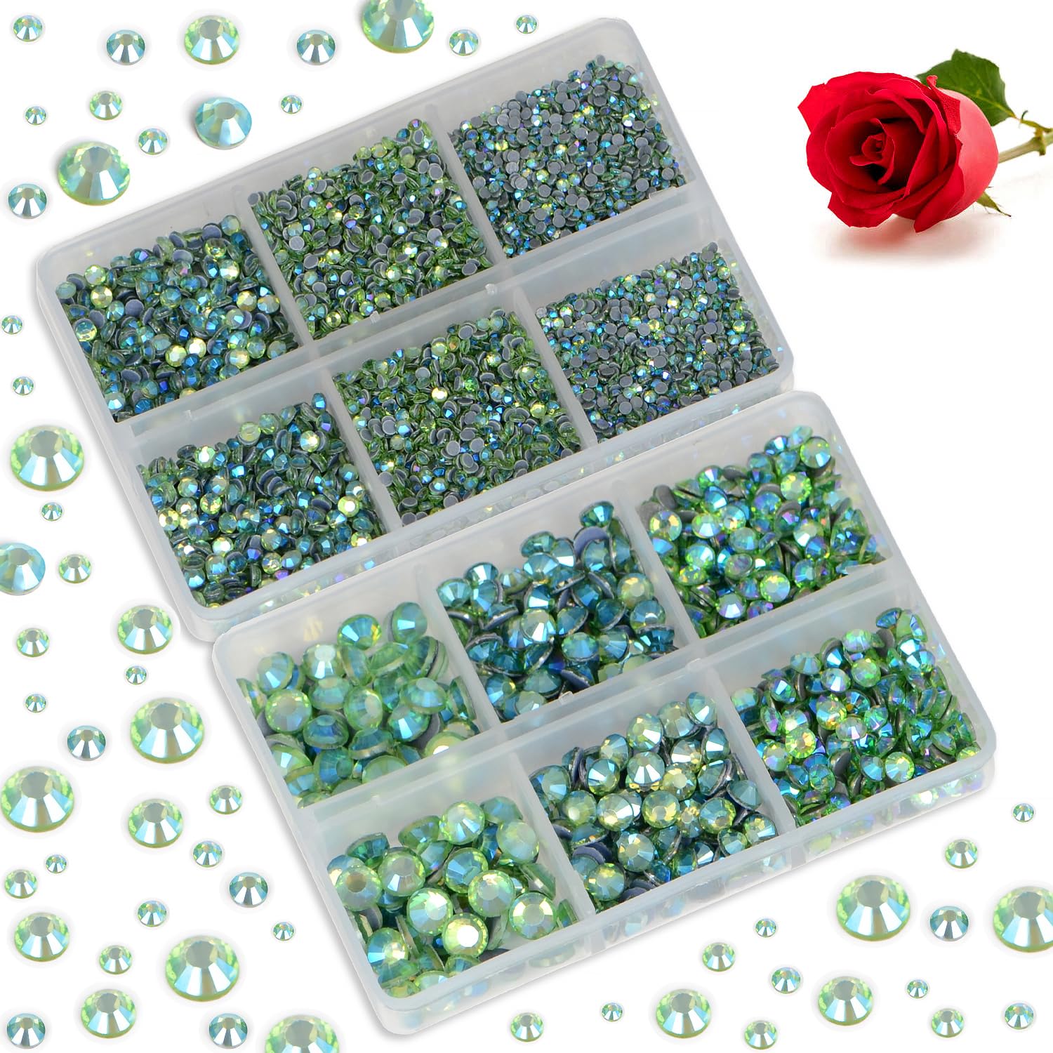 Bymitel hotfix rhinestones Peridot AB various sizes enable versatile jewelry design