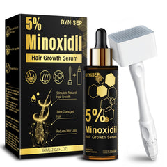 BYNISEP 5% minoxidil serum bottle showing the product for potential hair regrowth and scalp nourishment.