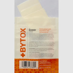 Close-up of Bytox patch listing 12 active ingredients