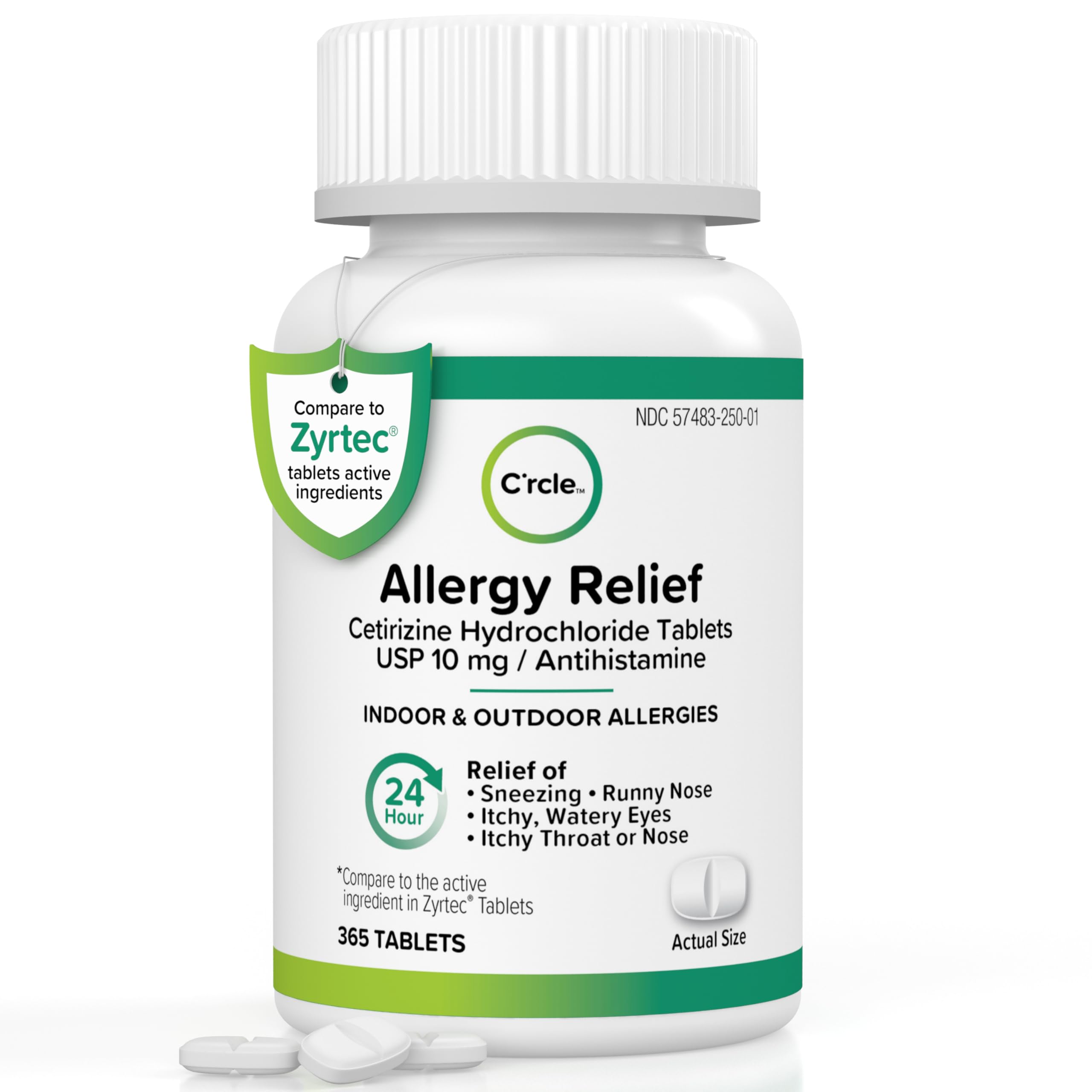 C'rcle cetirizine 10mg tablet blister pack for on the go allergy relief