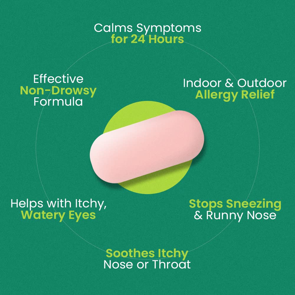 C'rcle Fexofenadine tablets pouring to show easy-to-swallow daily protection.