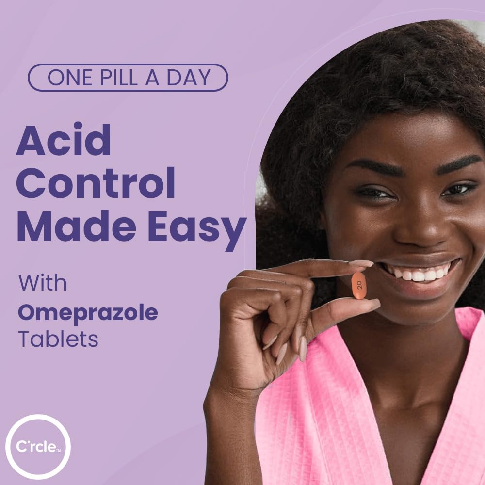 Close-up of C'rcle Omeprazole pills highlighting easy swallowing.