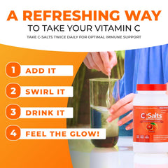 Vitamin C powder dissolving in water