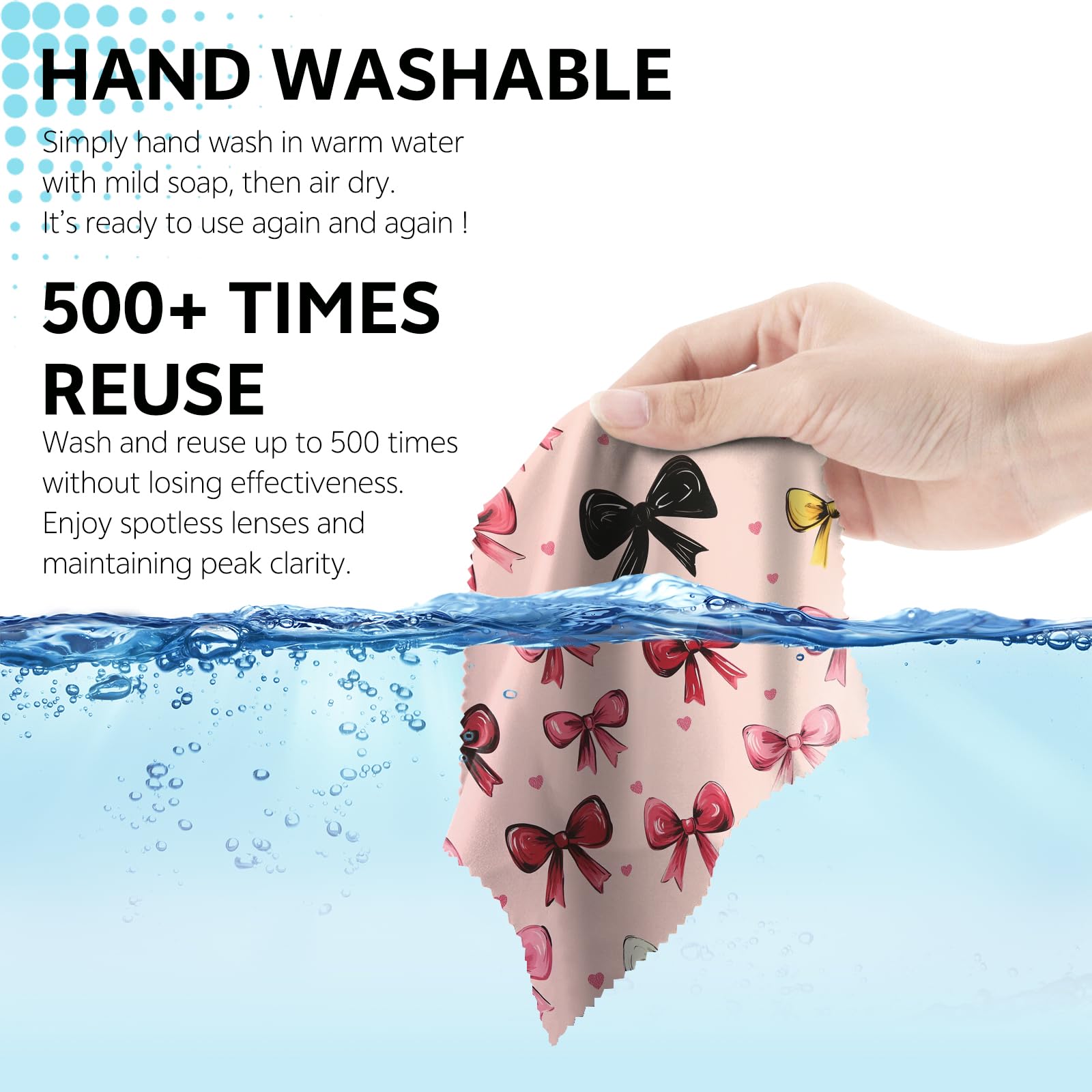 Reusable microfiber eyeglass cleaning cloths suitable for phones