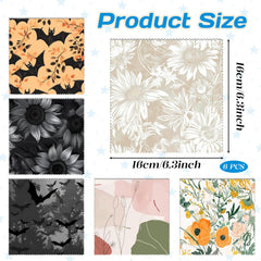 Six different floral patterned glasses cleaning cloths