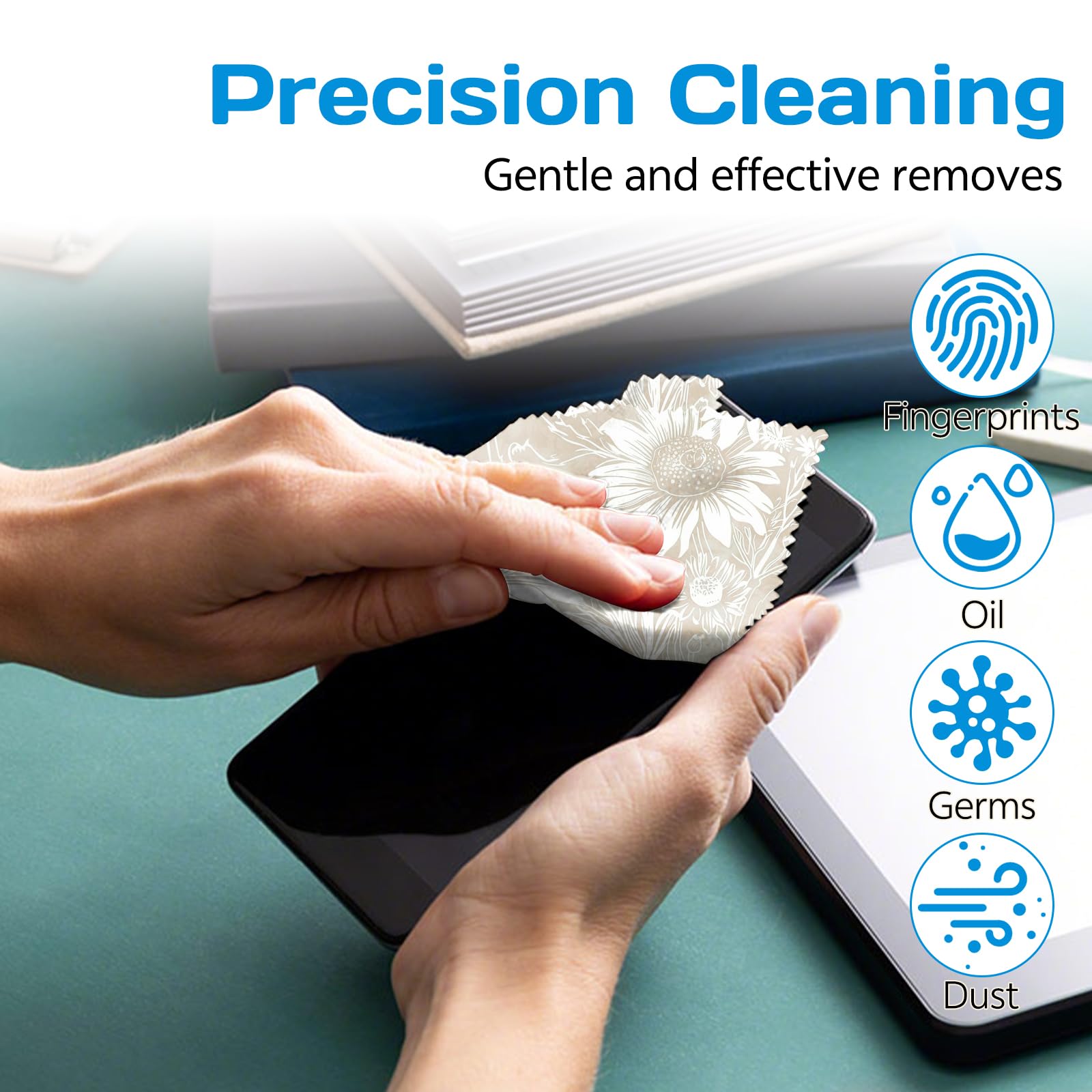Six-pack of glasses cleaning cloths in a compact bundle