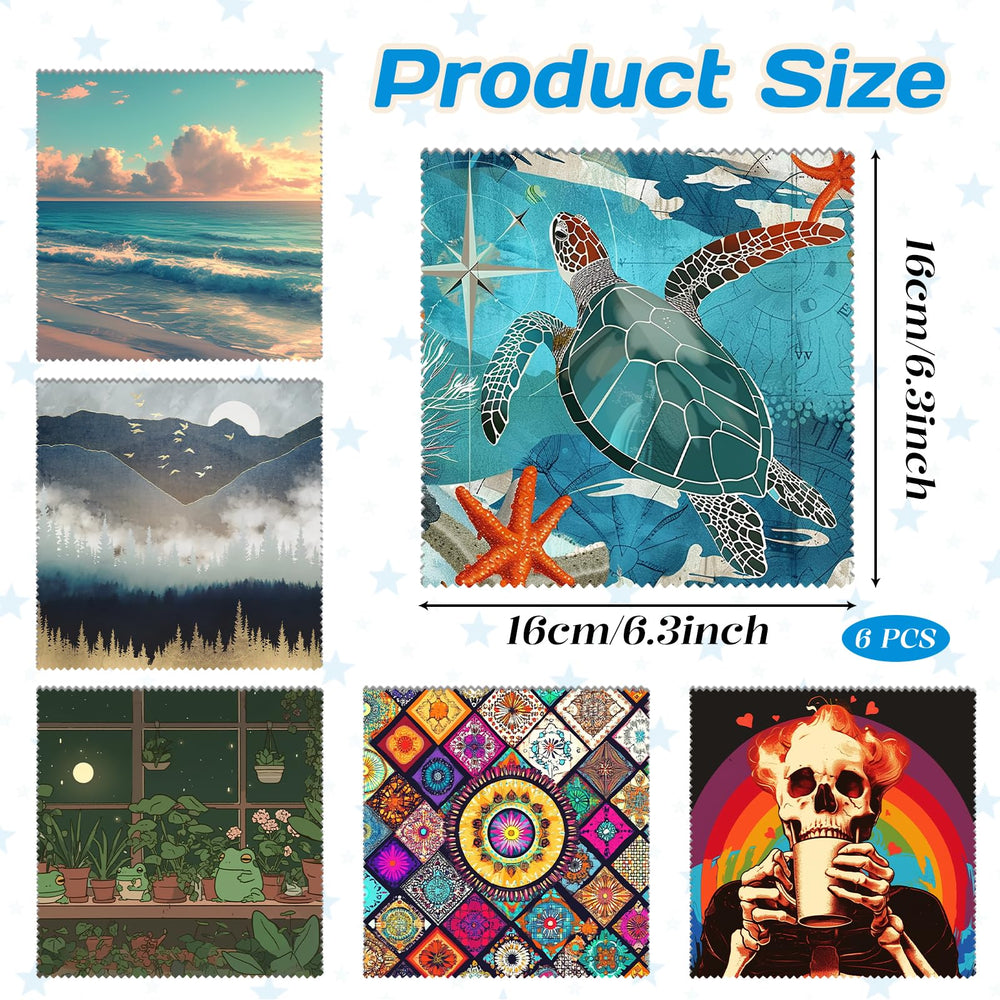 Six reusable microfiber cloths arranged flat for display