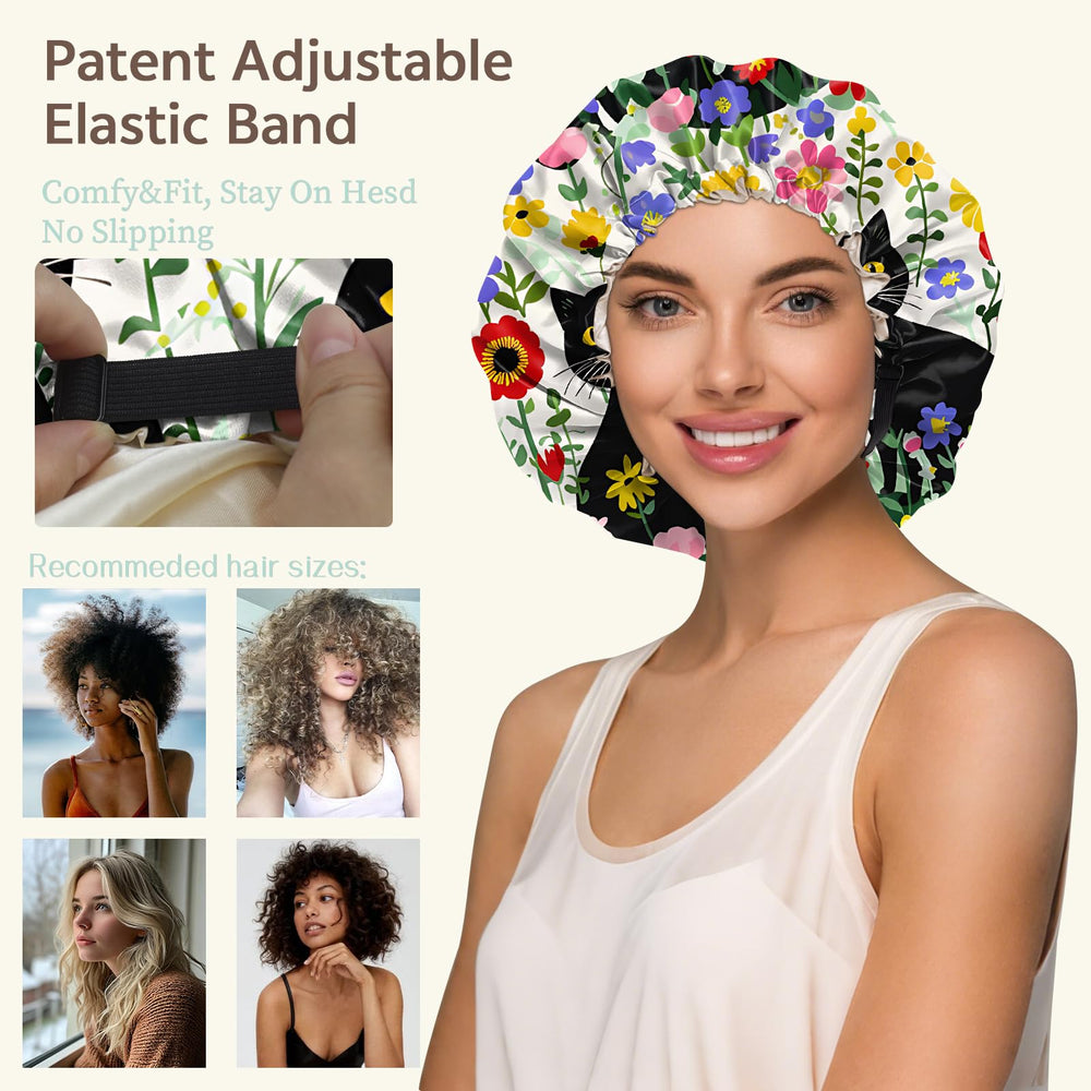 Cabreche satin bonnet keeps hair away from face during night routines