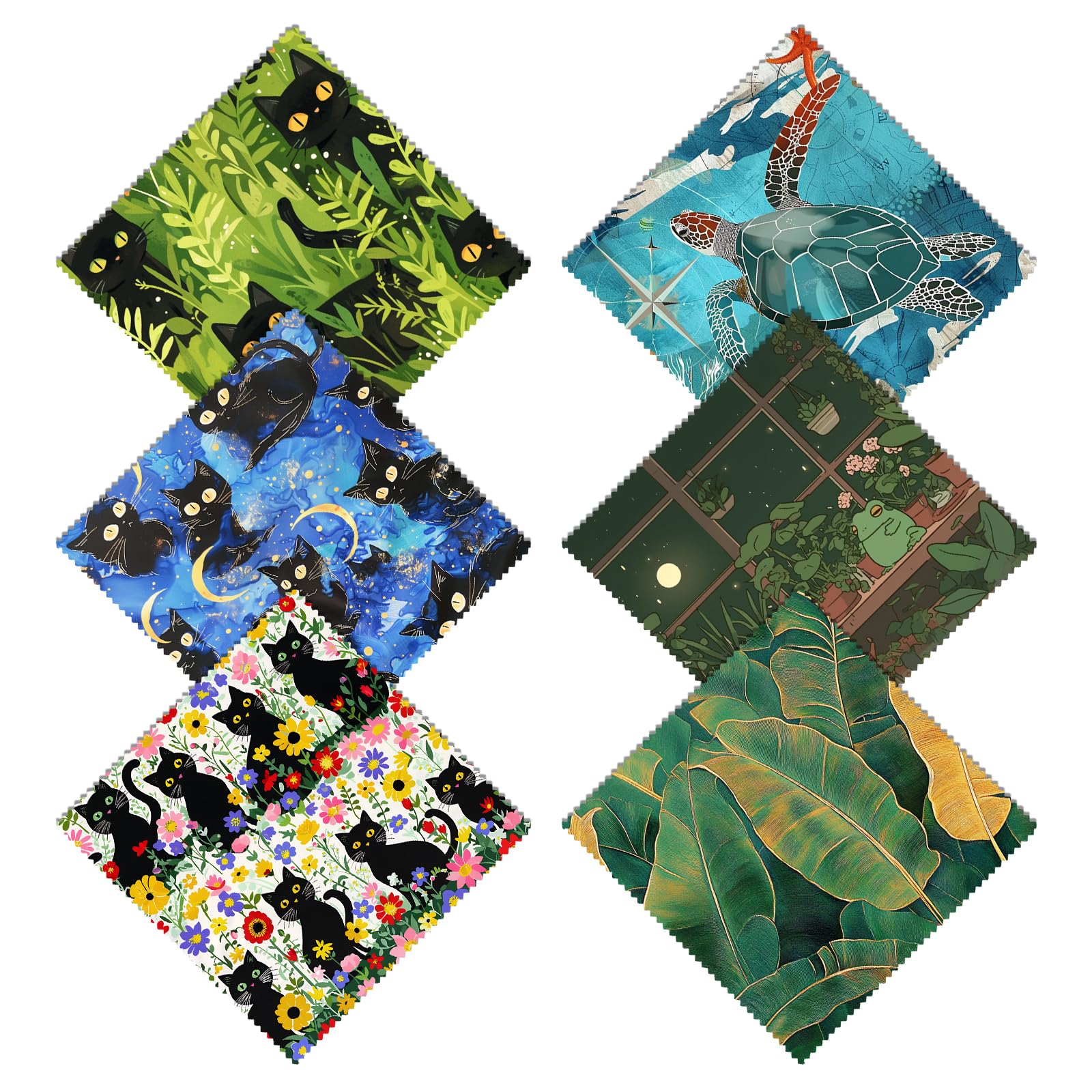 Cabreche microfiber glasses cleaning cloths set in six patterns