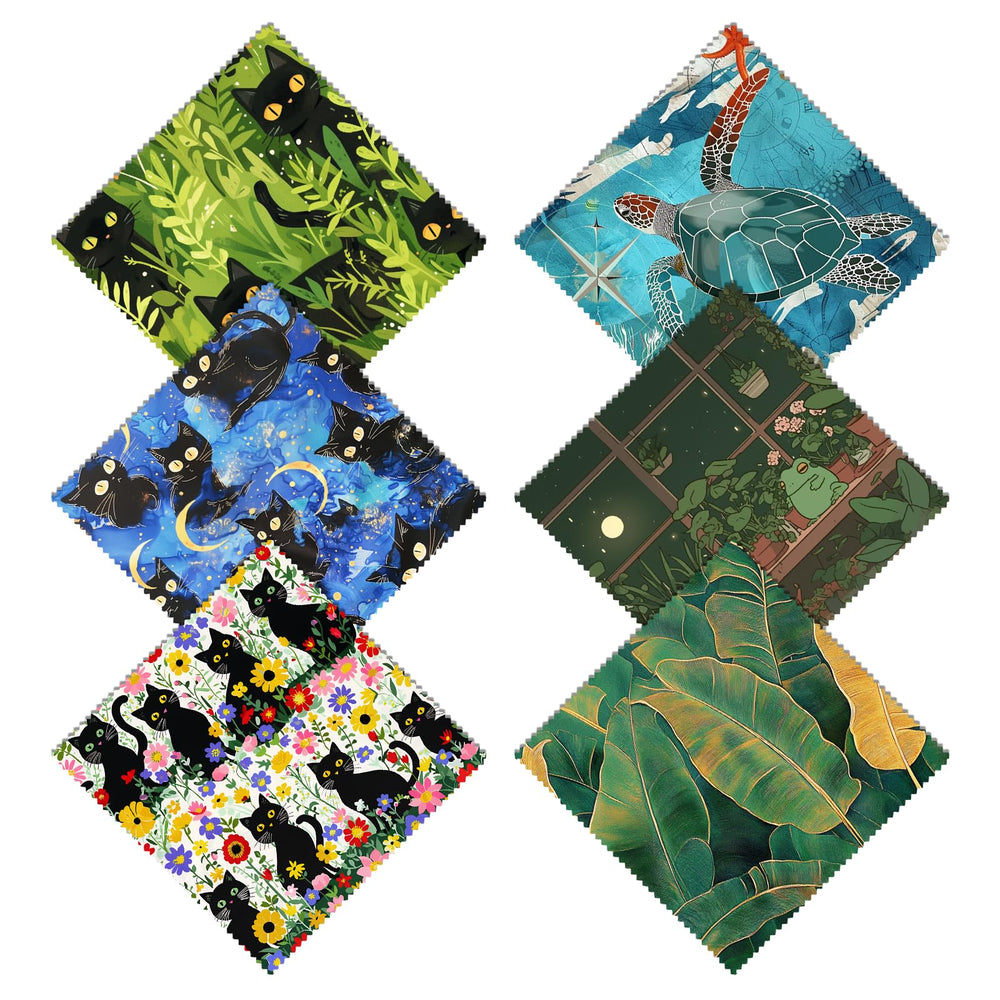 Cabreche microfiber glasses cleaning cloths set in six patterns