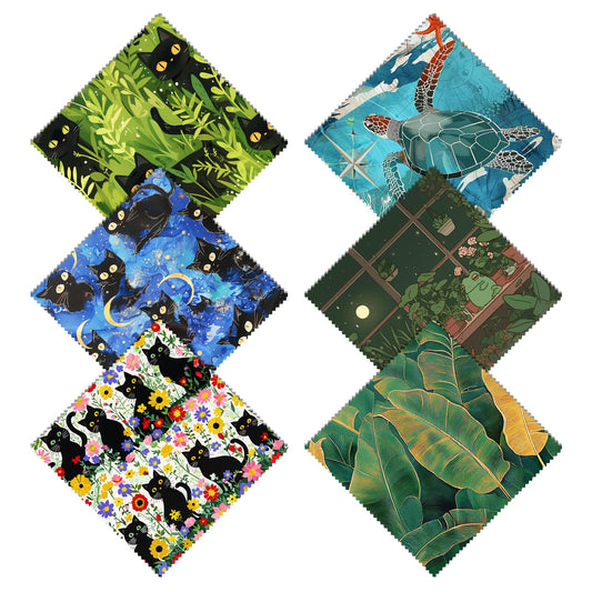 Cabreche microfiber glasses cleaning cloths set in six patterns