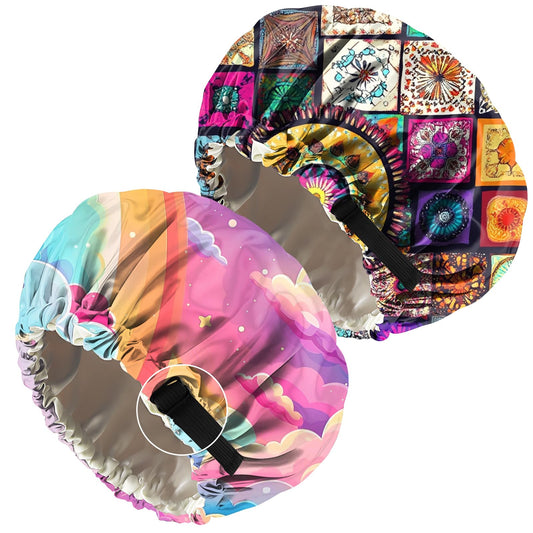 Cabreche satin bonnet outer view, showcasing soft, breathable fabric for night use.