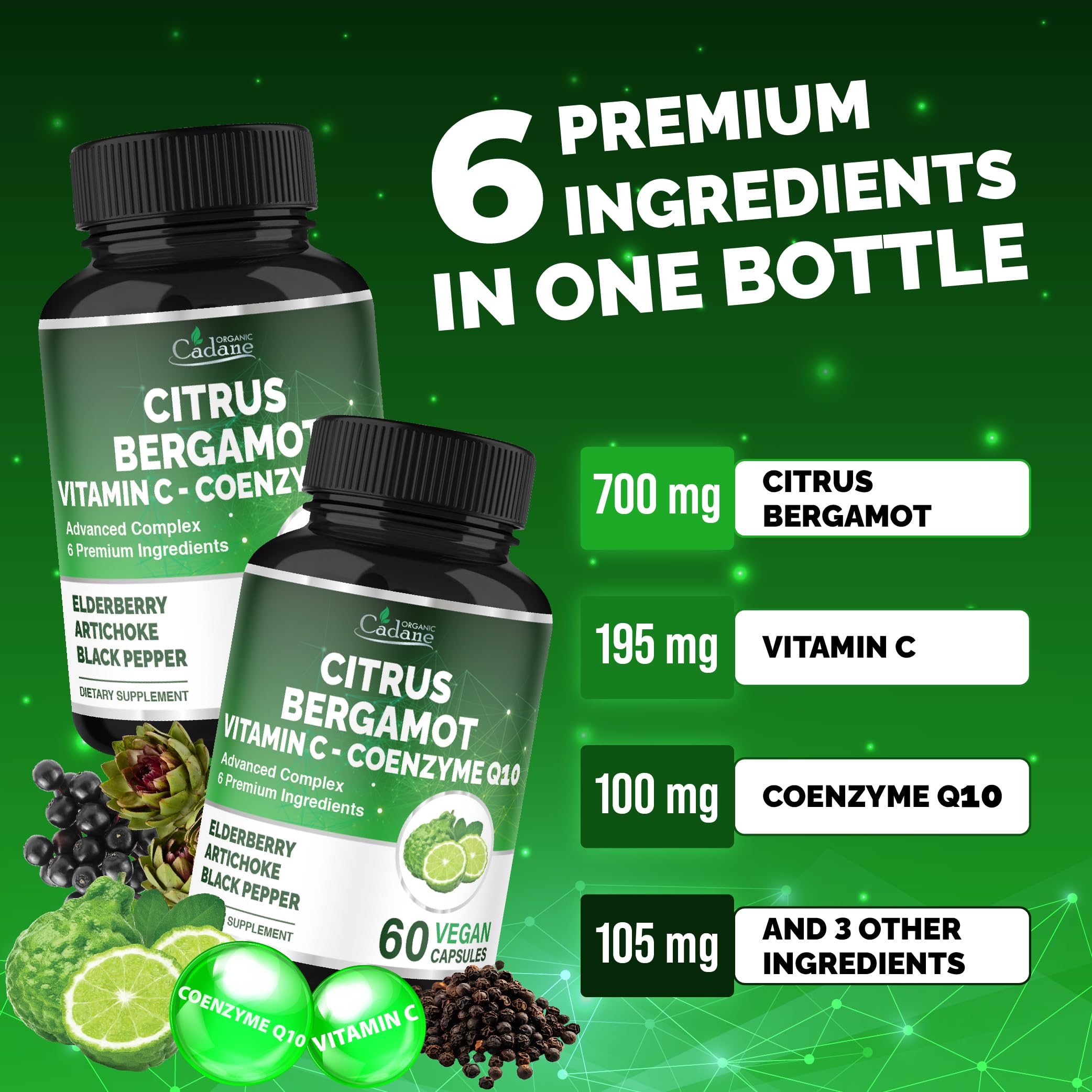 Vegan, gluten-free and non-GMO Cadane supplement labeling