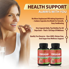 Graphic highlighting immune support and energy benefits of Cadane Forskolin ingredients