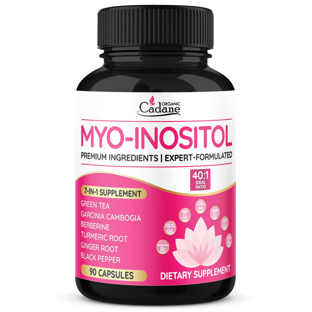 Cadane Organic Myo-Inositol & Green Tea capsules – front view (90-count)