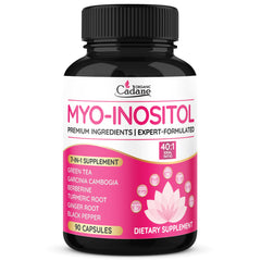 Cadane Organic Myo-Inositol & Green Tea capsules – front view (90-count)